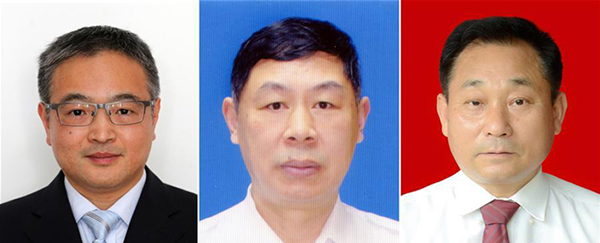 图为黄群、宋月才、姜开斌三位同道的肖像（由左至右）。